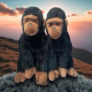 Ty Beanie Buddies Congo Gorilla Plush Stuffed Animal Nursery 11" Lot x2 Vintage